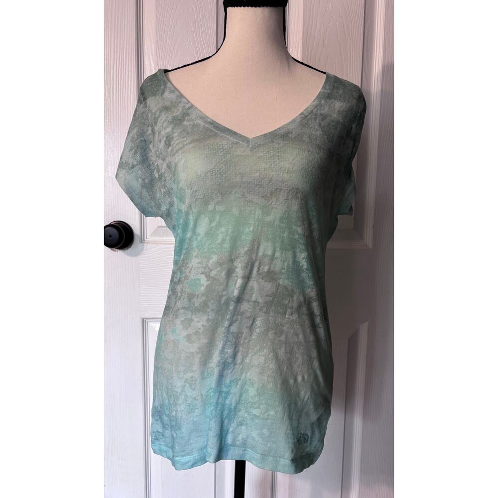 The North Face T-Shirt Women's Large Semi Sheer Green & White Camo
